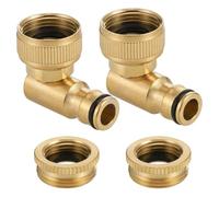 2 Pack Brass Hose Pipe Adapters Garden Tap Connectors for Irrigation and Car Washing 90 Degree Rotating Angled Elbow Faucet Adapter