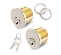 2 Pack Brass Mortise Cylinder Lock with SC Keyway, Standard Commercial Storefront Door Lock Mortise Cylinder