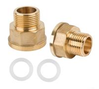 2 Pack Brass Reducer Extension 1/2 to 1 Inch Pipe Adapter with Rubber Seals for Water Butt Tap Rainwater Industrial Plumbing