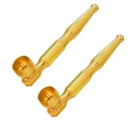 2-Pack Brass Smoking Pipe Set - Detachable, Easy to Clean, 10cm Long - Elegant Gift for Men, Fathers, Husbands & Friends