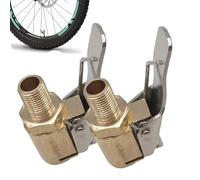 2 Pack Brass Tire Air Chucks, 8mm tyre inflator adaptor with Heavy Duty Brass Locking, quick connect tyre valve anti leaking wheel clamp air chuck for car