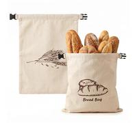 2 Pack Bread Bags for Homemade Bread with Secure Buckle Breathable Reusable Bread Bag Washable Food Pouches for Homemade Sourdough Artisan Loaves & Bakery Items