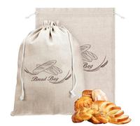 2 Pack Bread Bags with TPU Plastic Lining,Bread Storage Bags,Linen Eco Bread Bags for Homemade Bread,Keep Bread Fresh(40×30cm)
