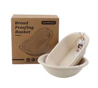 2-Pack Bread Proving Baskets Set 10" Oval & 9" Round with Liner | Made From Sugarcane Pulp Sourdough Banneton,Reusable, Easy Release,Breathable Liner for Artisan Bread
