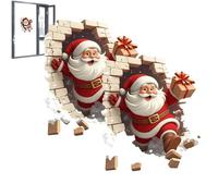 2 Pack Break The Wall Santa Claus Wall Decal, Funny Christmas Toilet Seat Sticker, 3D Christmas Santa Claus Breaking Brick Walls Art Decal Home Decor