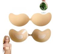 2 Pack Breast Sticky Bra, Mango-Shaped Silicone Breast Plasters, Stick On Push Up Bra for Women, Strapless Invisible Bra for Backless Dresses, Wedding, Party (B)