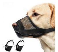 2 Pack Breathable Dog Muzzle - Soft Mesh Dog Mouth Guard with Comfortable Nose Protection, Adjustable Pet Safety Muzzle for Medium Large Dogs, Prevents Biting Barking (Black, Large)