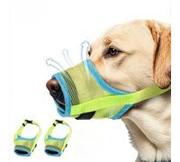 2 Pack Breathable Dog Muzzle - Soft Mesh Dog Mouth Guard with Comfortable Nose Protection, Adjustable Pet Safety Muzzle for Medium Large Dogs, Prevents Biting Barking (Fluorescent Green, Large)