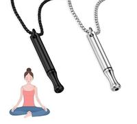 2 Pack Breathing Necklace, Breathlace, Smocare Necklace, Stop Vaping - Silver and Black Anxiety Relief Necklaces for Mindful Breathing and Stress Management