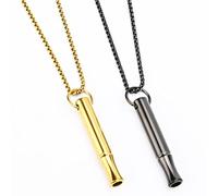2 Pack Breathing Necklace for Anxiety & Stress Relief - Black & Gold Stainless Steel Calming Pendant with Chain - Mindful Exhale Tool & Focus Aid for Adults