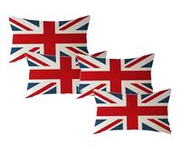 2 Pack British Flag Pillow Covers with Zipper - UK Design Print, Breathable, 12x20 Inches (4pcs)