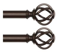 2 Pack Bronze Curtain Pole 80 to 148 cm, USFOOK 22 mm Voile Curtain Poles for Eyelet Curtains, Decorative Curtain Rods for Windows, Living Room, Twisted Cage Finials
