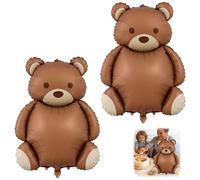 2 Pack Brown Bear Balloons - Large Foil Bear Balloons for Baby Shower, Birthday Party, Nursery Decor, Themed Party Supplies - Brown Balloon for Outdoor, Indoor Celebrations, and Family Gatherings