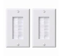 2 Pack Brush Plate,Cable Brush Plate,White Double Gang Brushplate,Brush Faceplate,Cable Entry Cover,Cable Pass Through Wall Plate for Wires,Receptacles,Cables Tidy Management,Home,Office,Hotel