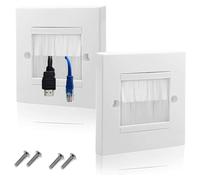 2 Pack Brush Wall Plate, Cable Entry Cover, Wall Cable Cover, Single Gang Brush Panel for Covering Outlets, Receptacles and Tidying Cords for Cables