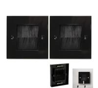 2 Pack Brush Wall Plate, Cable Pass Through Wall Plate Black Faceplate Single Gang Panel for HDMI TV Ethernet Coax Speaker Wires, Easy Installation Management Wall Cover for Home Office Media Room