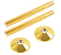 2 Pack Brushed Brass Effect Radiator Pipe Covers and Collars, 15mm Clip On Plastic Sleeves for Copper PEX PB Pipes, 200mm Cuttable Decorative Pipe Trim Kit for A Neat Professional Finish
