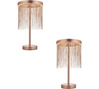 Loops 2 PACK Brushed Copper Table Lamp & Waterfall Chain Shade - Integrated LED Module Loops Copper
