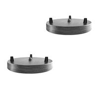 2 Pack Brushed Silver Ceiling Rose 3 Outlet 200mm Metal Round Light Fitting Base for Pendant Lamp Holdera Modern Ceiling Fixture Plate Ideal for Stylish Home Lighting and Decorative Hanging Lights