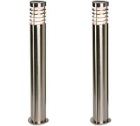 2 PACK Outdoor Garden Bollard Light Brushed Steel 9.2W Path LED Lamp Post IP44
