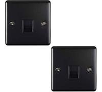 2 PACK BT Master Telephone Socket MATT BLACK & Black PSTN Line Wall Plate