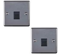2 Pack Bt Telephone Extension Socket Black Nickel & Black Secondary Plate