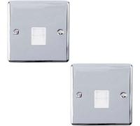 2 Pack Bt Telephone Extension Socket Chrome & White Secondary Plate