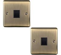 2 Pack Bt Telephone Extension Socket Antique Brass & Black Secondary Plate