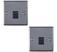 2 PACK BT Telephone Slave Extension Socket BLACK NICKEL & Black Secondary Plate