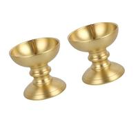 2 Pack Buddhist Altars Holders Brass Ritual Ceremonies Essential Footed Design Candlestick Cultural Home Decors Elegant Brass Votives For Worship
