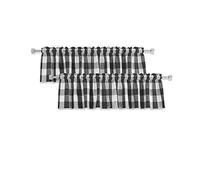 2 Pack Buffalo Check Valances Curtains for Living Room Windows 18" Long Classic Gingham Plaid Bedroom Bathroom Rod Pocket Country Farmhouse Kitchen Window Curtain Valances - 54"x18" Black & White