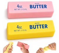 2 Pack Butter Squishy Fidget Toys, Pink & Yellow Blocks