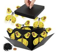 2 Pack Butterfly Explosion Gift Box with 16 Flying Butterflies Creative DIY Pop up Surprise Exploding Boxes with Ribbon & Raffia for Graduation, Birthday, Anniversary and Weddings(Black)