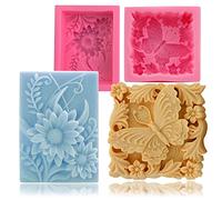2 Pack Butterfly Flower Soap Molds for Soap Making, 3D Floral Silicone Mold for Handmade Soaps, Bath Bombs, Lotion Bars, Beeswax, Candles, Polymer Clay, Plaster of Paris, Resin Craft Making Supplies