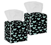 2 pack Butterfly on Black Background Tissue Box Holder on Table and Barth room