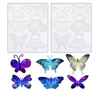 2 Pack Butterfly Silicone Mold 3D Butterfly Epoxy Resin Mold Butterfly Resin Mold 6 Styles Butterfly Jewelry Pendant Mold for Keychain Earring Necklace Brooch Crafts DIY Gifts(2)