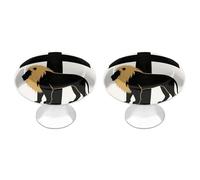 2-Pack Cabinet Handles - African Leo Lion King with Cross 1.1 Inch Round Stainless Steel Cabinet Pulls, Knobs Pulls with Screws, Silver Hardware for Kitchen Cabinets, Furniture Doors, & Dressers