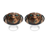 2-Pack Cabinet Handles - Rain God Mask 1.1 Inch Round Stainless Steel Cabinet Pulls, Knobs Pulls with Screws, Silver Hardware for Kitchen Cabinets, Furniture Doors, & Dressers