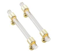 2 Pack Cabinet Knobs Round Clear Acrylic Drawer Handle, Modern T Bar Kitchen Hardware Furniture Decorative Closet Pull Knob Bathroom Dresser Handles with Golden Zinc Alloy Base