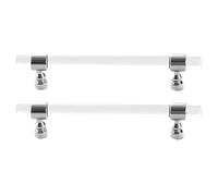 2 Pack Cabinet Knobs Round Clear Acrylic Drawer Handle, Modern T Bar Kitchen Hardware Furniture Decorative Closet Pull Knob Bathroom Dresser Handles with Chrome-Plated Zinc Alloy Base