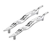 2 Pack Cabinet Pulls Kitchen Door Handles Solid Zinc Alloy Cupboard Hardware Drawer Pull Creative Leaf Shaped Knob for Wardrobes Dresser Closet Handle, 128mm Hole Centers