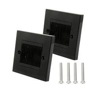 2 Pack Cable Pass Through Wall Plate Faceplate with Brush, Cable Entry Cover, Single Gang Brush Panel for Covering Outlets, Cables Pass Through Insert for Wires, Receptacles and Tidying Cords (Black)