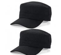 2 Pack Cadet Army Caps Cotton Military Style Patrol Hats Adjustable Veteran Flat Top Hat