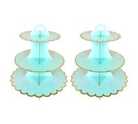 2 Pack Cake Stand Cardboard Cupcake Stand 3 Tier Cupcake Dessert Holder Cardboard Round Tower Cardboard Cake Stands for Birthday, Party, Anniversary, Baby Showers (Green)