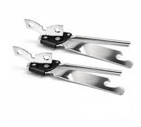 2 Pack Can Opener with Butterfly Twist - 3-in-1 Manual Tin, Bottle & Lid Opener with Long Handle Grip, Heavy Duty Durable Kitchen Tool for Home & Camping - Stainless Steel