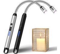 2 Pack Candle Lighters Long Reach Electric Lighter Rechargeable USB Arc Plasma Lighters Electronic Windproof Lighter for Scented Candles Bbq Camping, Gifts for Women Her Mum