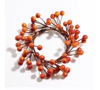 2 Pack Candle Rings Wreaths with Artificial Orange Berries Mini Berry Twig Candle Wreath Berry Rings 4" Center for Thanksgiving Fall Wedding Rustic Farmhouse Decoration (Orange)