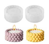 2 Pack Candle Silicone Molds, Round Braided Tealight Holder Moulds for DIY Wax Candles, Resin Casting, Soap and Concrete Crafts