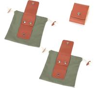 2-Pack Canvas Leather Foraging Bags, Portable Foldable Gathering Bags, Ideal for Mushroom Picking, Hiking, Hunting, Camping and Bushcraft (Green)