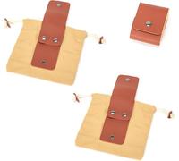 2-Pack Canvas Leather Foraging Bags, Portable Foldable Gathering Bags, Ideal for Mushroom Picking, Hiking, Hunting, Camping and Bushcraft (Khaki)